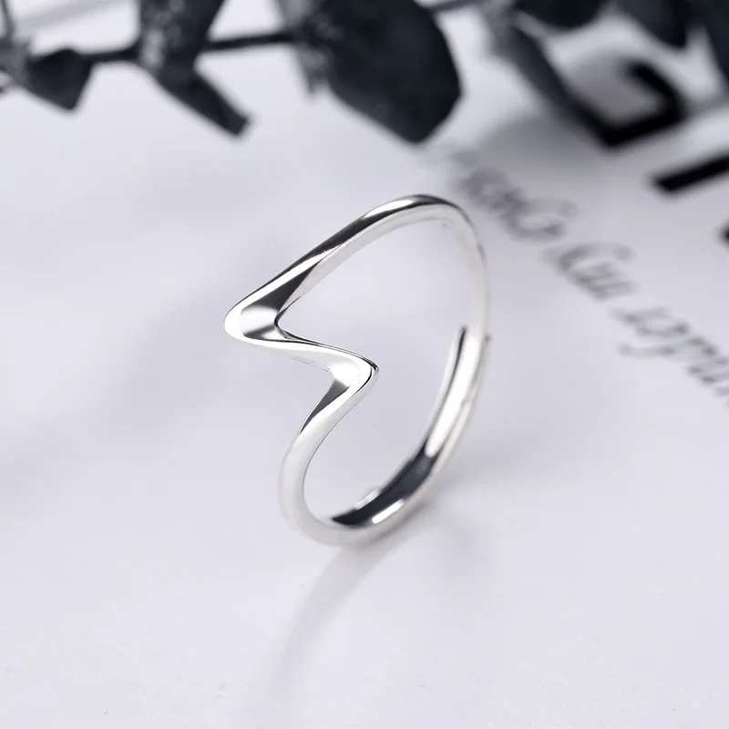 RYJU 925 Sterling Silver Fashion Simple Design Sea Wave Rings for Women Irregular Minimalist Adjustable Rings Engagement Jewelry