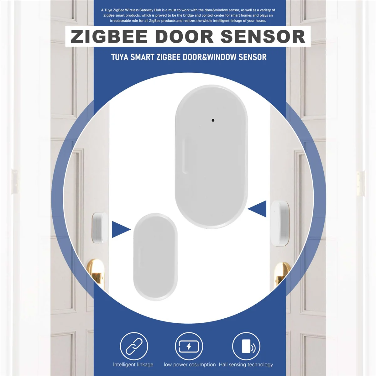 Tuya Zigbee Door and Window Sensor Smart Home Automation Security Protection Smartlife APP Alarm Remote Real-Time Push