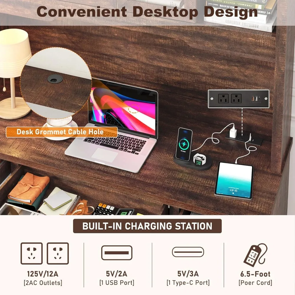 مكتب مزرعة بارتفاع 76 مع قفص باب منزلق، مكتب كمبيوتر محطة عمل تنفيذية للمكتب الخشبي مع محطة شحن وأدراج