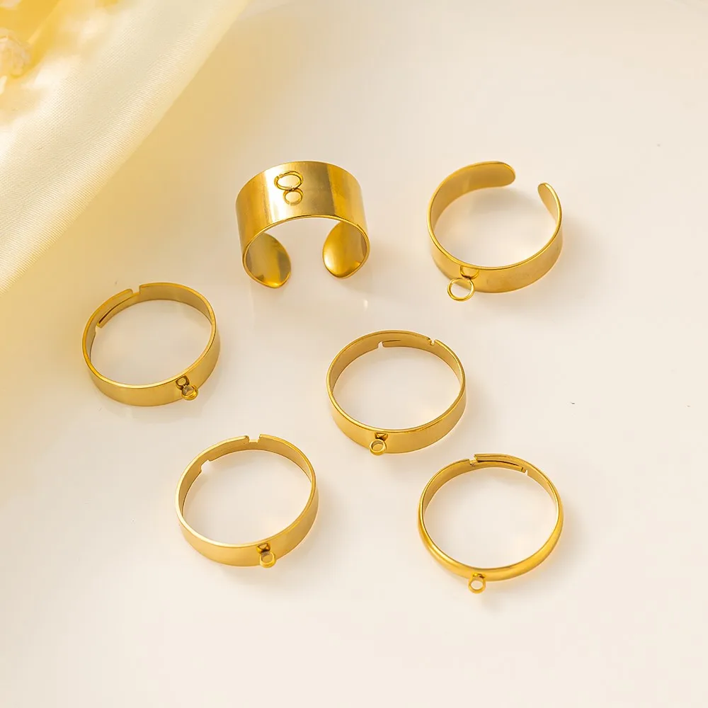 5pcs Stainless Steel Adjustable Ring Settings for DIY