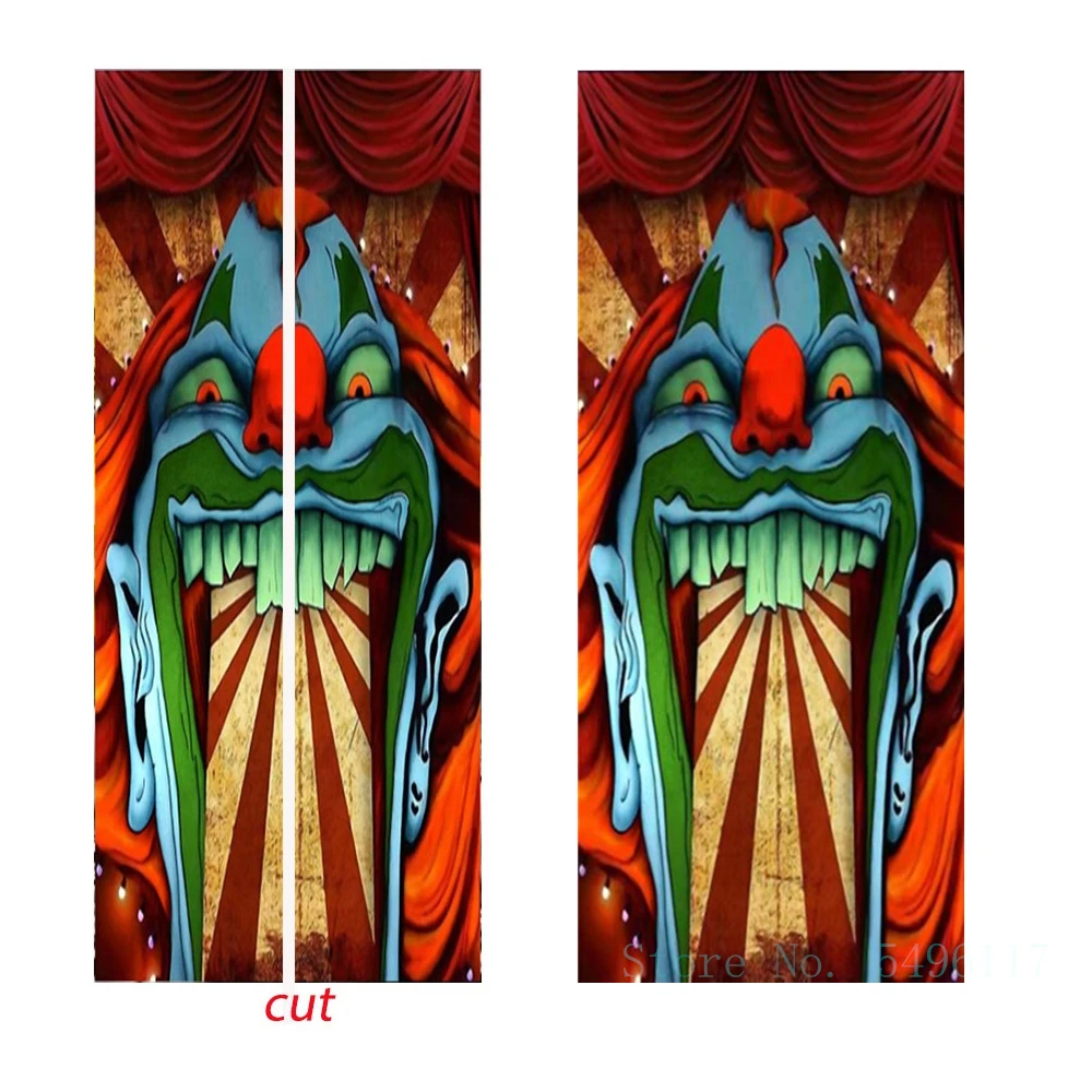 Halloween Door Stickers Self-adhesive Festival Party Decoration Wallpaper Clown Poster Living Room Bedroom Custom Wall Murals