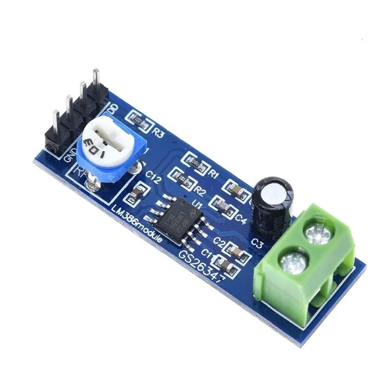 LM386 Audio Power Amplifier Module 200 Times Gain Amplifier Board Mono Power Amplifier 5V-12V Input DIY