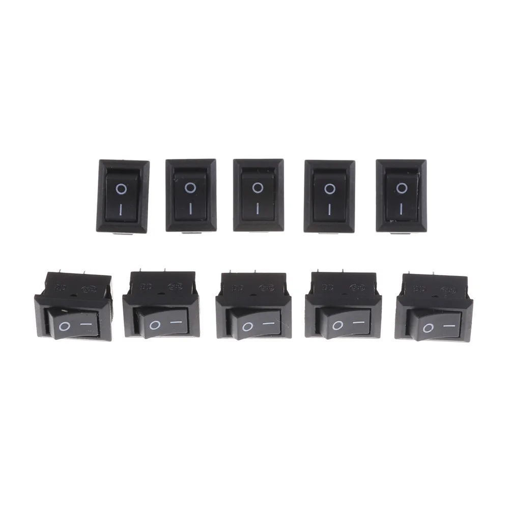 10 teile/los 3A AC 250V Rocker Schalter 2 Pin 10x15mm SPST ON/OFF Löten Terminal boot Rocker Push Button Schalter