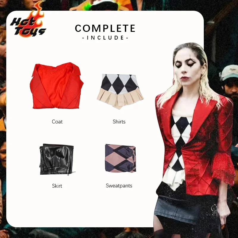 Леди Джокер Клоун Гага Косплей Костюм pour femme tenue Harley nouveau фильм д'Хэллоуин халат Canarval imbibée аниме 2024
