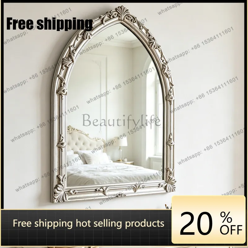 LD French light luxury high-end bathroom mirror special-shaped wall-mounted carved decorative mirror