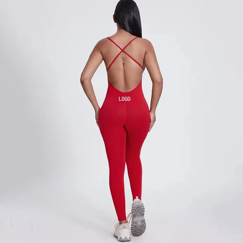 Mono de Yoga de secado rápido, mallas sexys de color carne, melocotón, cadera, ejercicio físico, hermoso traje deportivo de espalda, logotipo personalizado, venta al por mayor