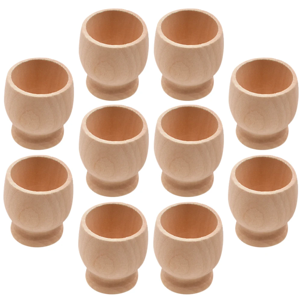 

10pcs Wooden Cups Smooth Edge Blank Egg Pedestal Diy Hand Painted Unfinished Holder Creative Kids Craft