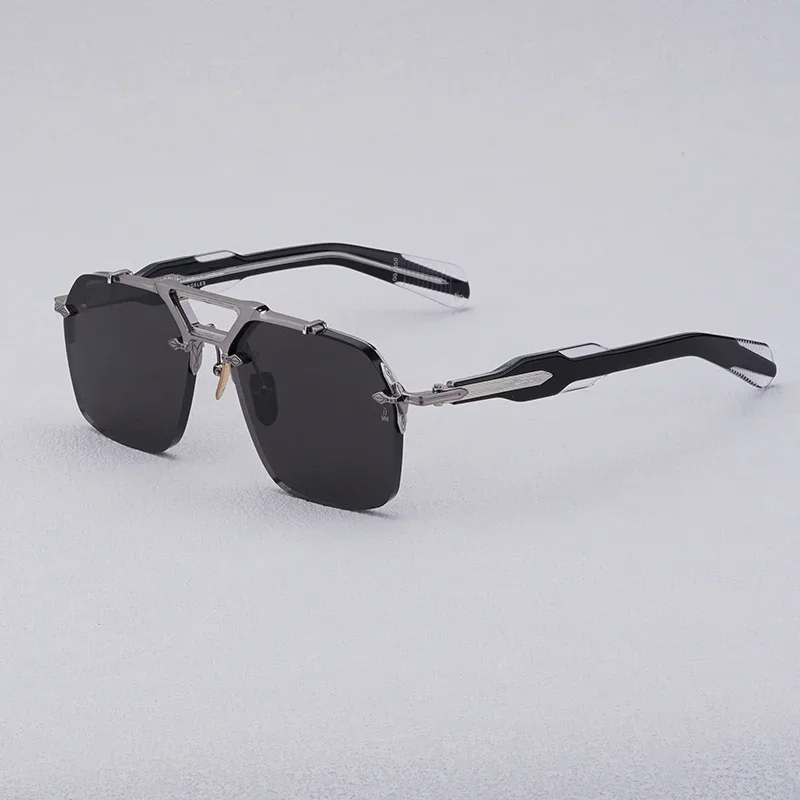 

SILVERTON Acetate Rimless Thick Lens Sunglasses Irregular Luxury Handmade in Japan Men Classical Designer Brand Glasses