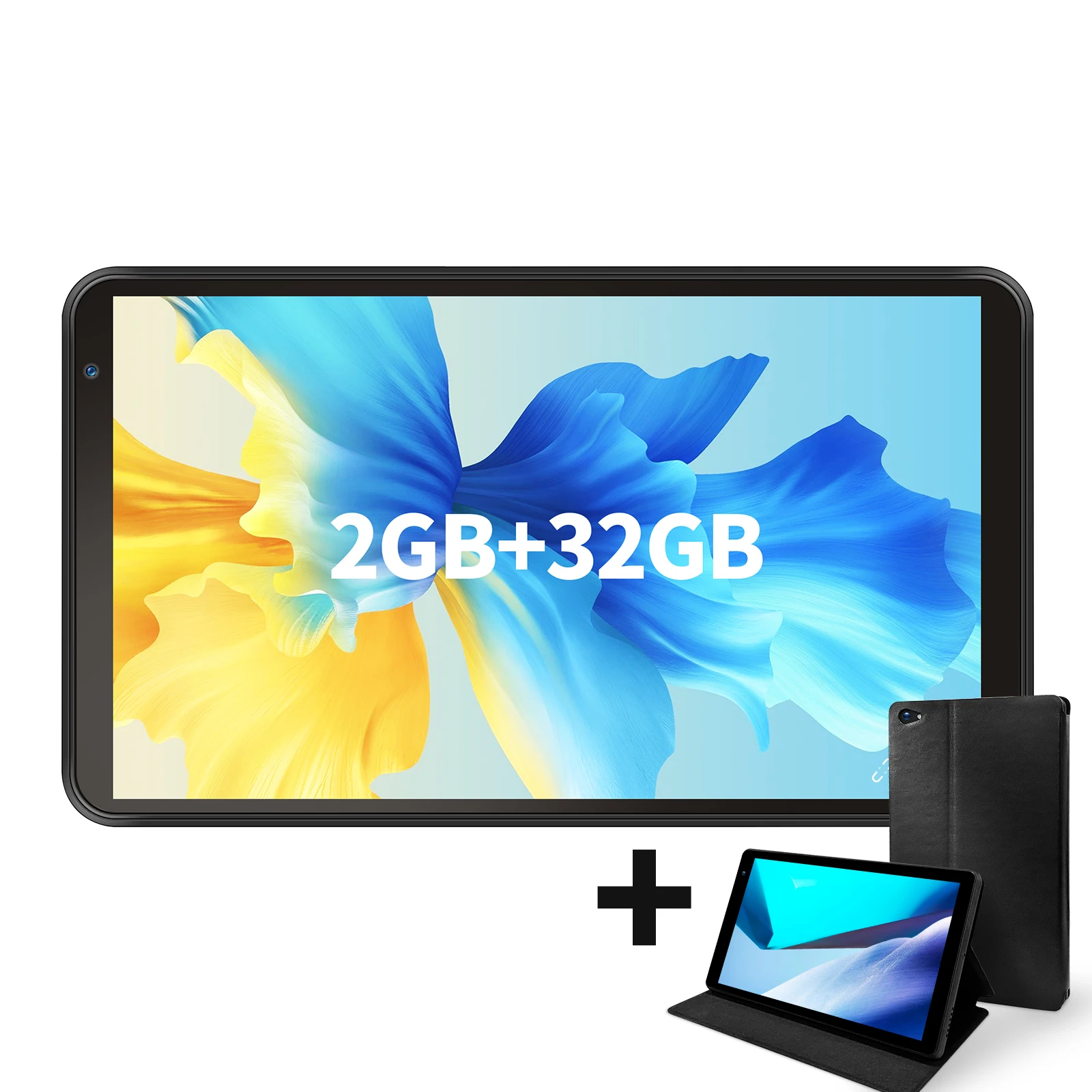 PRITOM 7 Inch Tablet PC 32 GB Android 13 with Quad Core Processor HD IPS Display Dual Camera WiFi with PU Protective Case