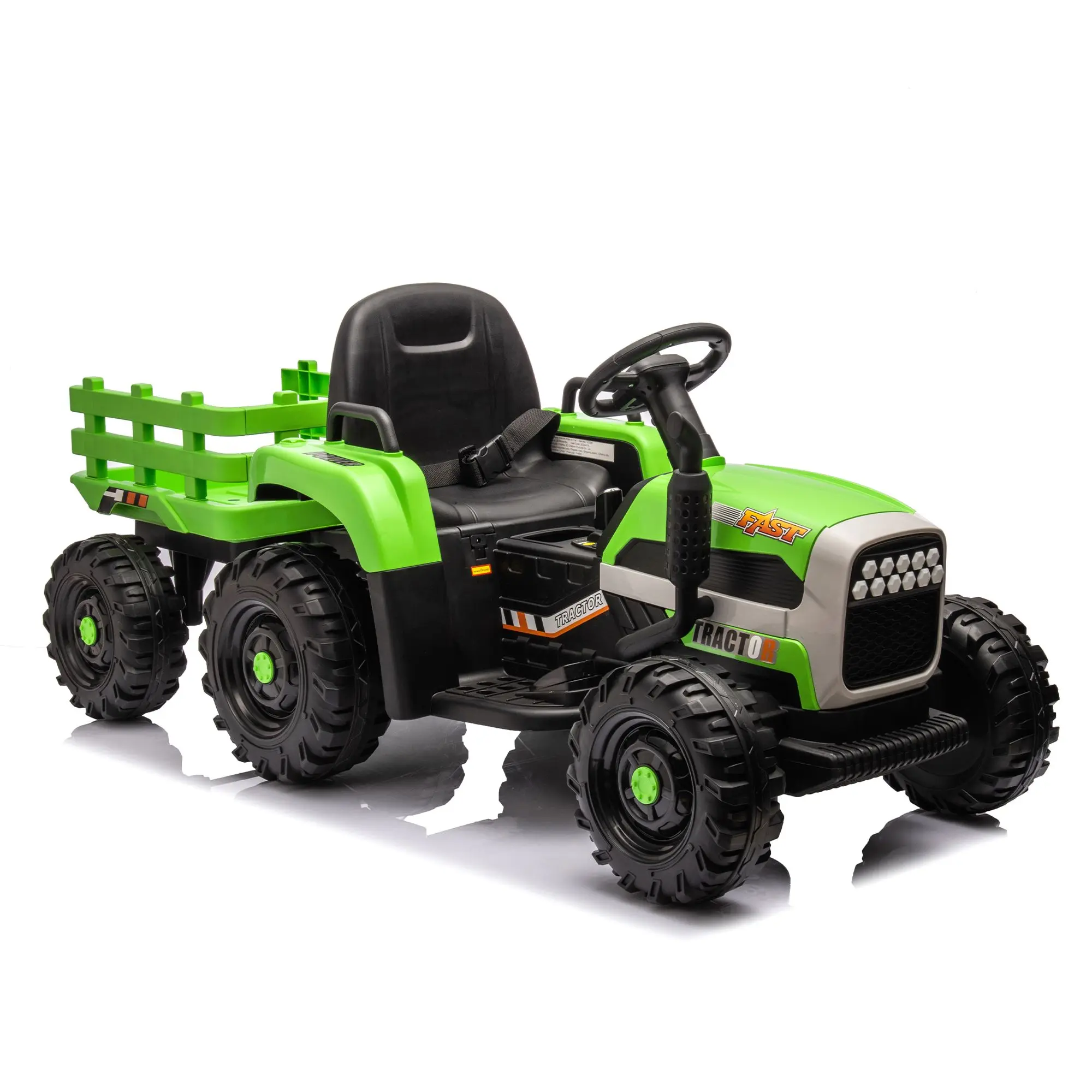 XMAS Ride on Tractor with Trailer,12V Battery Powered Electric Tractor Toy w/Remote Control,electric car for kids