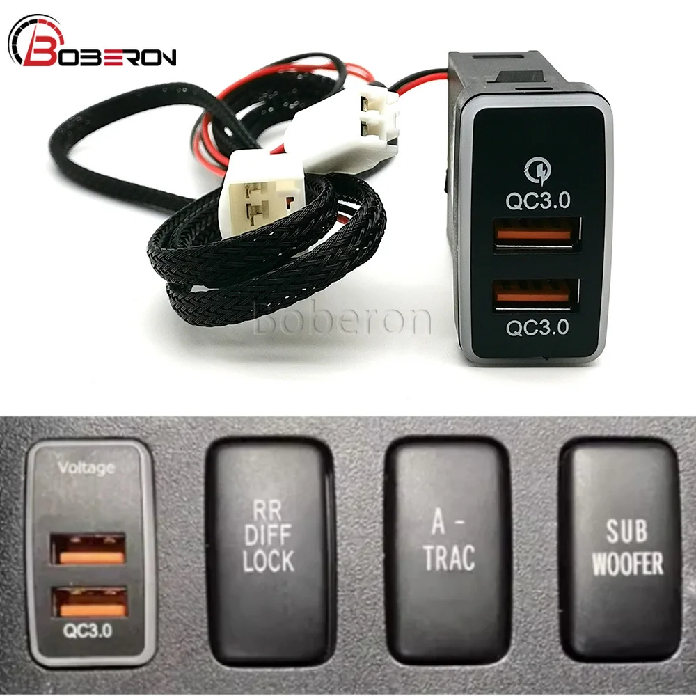 

1 PC Car Dual QC3.0 USB Socket Quick Phone Charger Adapter Interior Accessories Fit for Toyota FJ Cruiser LC120