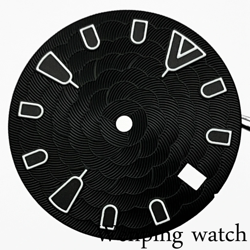 28.5mm Sterile Watch Dial With Calendar Window Green Luminous Fit NH35 3/3.8/4.2 O'Clock CrownMovement Watch Accessories