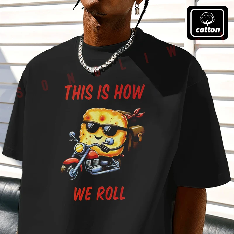 

Farmer Food Pun Dinner Bread Roll Motorcycle Dad Joke Tank Men's T Shirt Casual Mens Cotton Round Neck Short Sleeved T-shirt