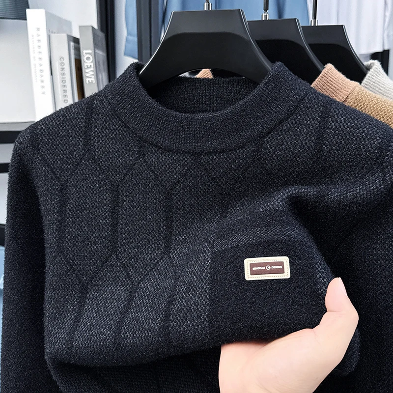 Maglione lavorato a maglia Maglione da uomo 2025 Nuovo outfit da papà a collo semi alto autunno e inverno per il calore