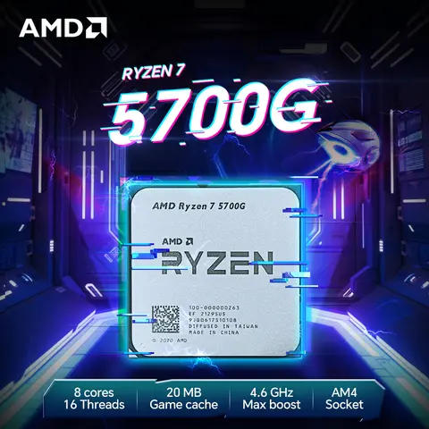 AMD Ryzen 7 5700G 65W 3.8GHz Gaming Processor 7NM L3=16M 8-Core 16-Thread R7 5700G DDR4 Socket AM4 but without fan