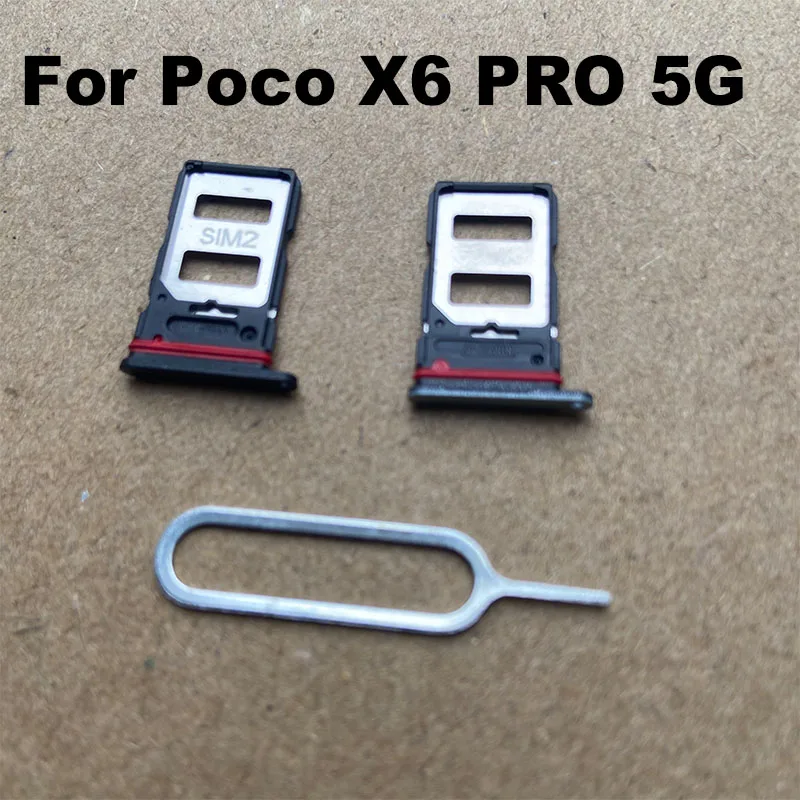 New For Xiaomi Poco X6 PRO 5G Sim Card Tray Slot Holder Socket Adapter Connector Repair Parts Replacement