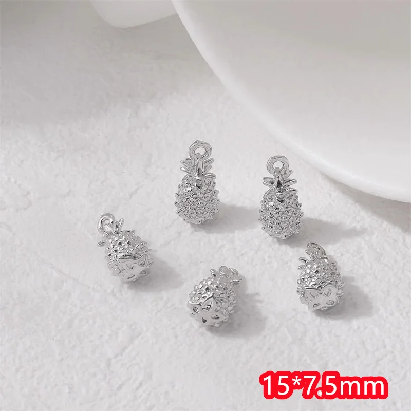 وصل جديد 30 قطعة/الوحدة اللون طباعة الكرتون الأناناس شكل النحاس العائمة المدلاة الخرز diy مجوهرات الملابس قلادة الإكسسوارات #5