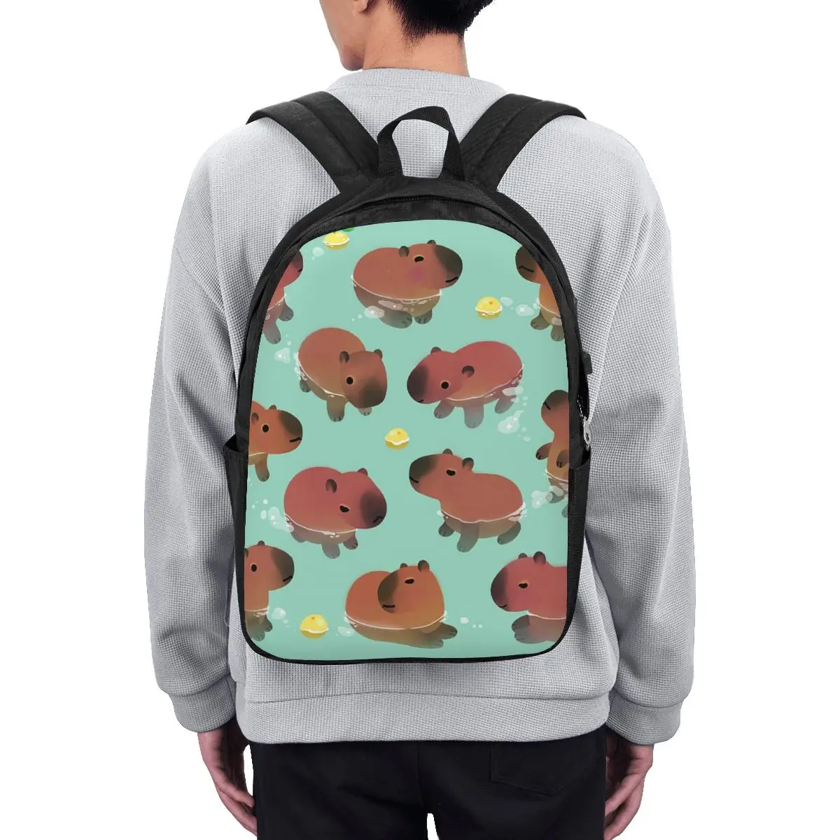 Capybara Animal Pattern Backpack Travel Notebook Bag Computer College Student School Bag Laptop Shoulder Bags for Men Women view 2
