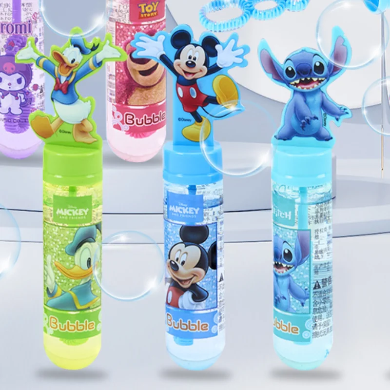 Anime Disney Bubble Stick dibujos animados Mickey Minnie máquina de burbujas lindo Pato Donald Stitch juguete de soplado de burbujas pequeñas para niños