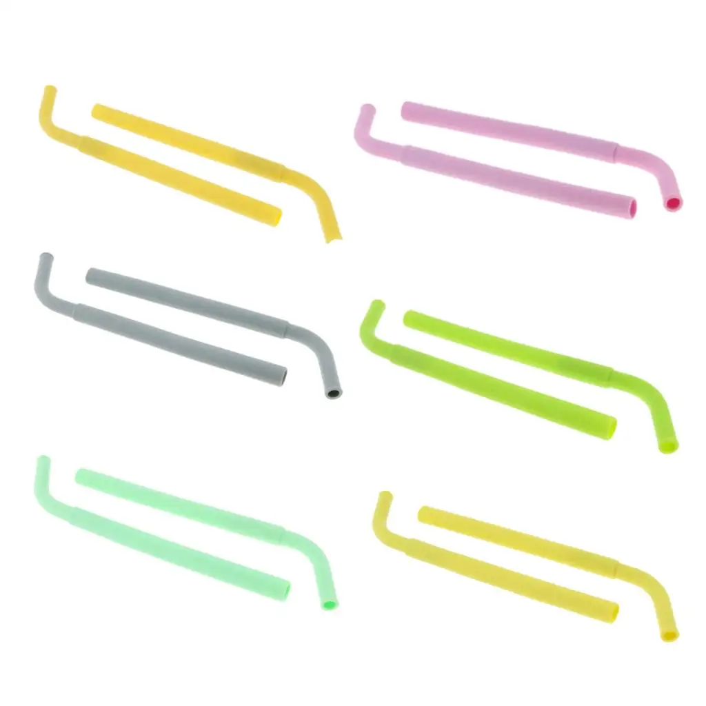 

2x Silicone Flexible Reusable Hot Cold Straws W/ Carrying Case Box