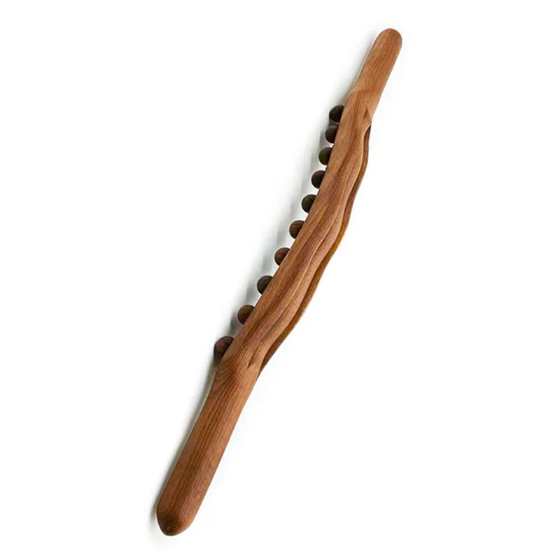 

Beauty 2X 20 Beads Guasha Scraping Stick Wooden Massage Tools Relieve Sore Muscles Body Meridian Wand For Back Waist
