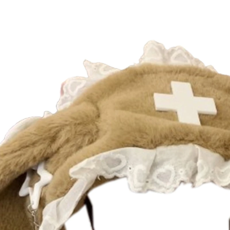 Gadis Simpai Rambut Manis Mengambil Foto Ikat Rambut Telinga Kelinci Dekorasi Rambut Renda Berlipat