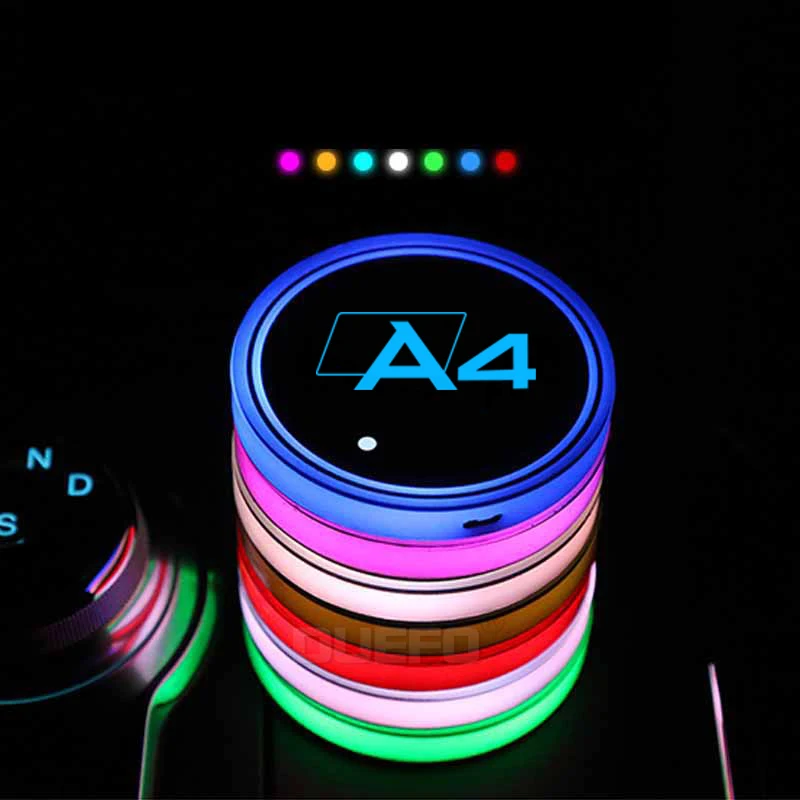 2PCs led water coaster water glass atmosphere light Sticker per audi Audi A3 A4 A5 A6 A7 A8 Q3 Q5 Q7 Q8 accessori per auto