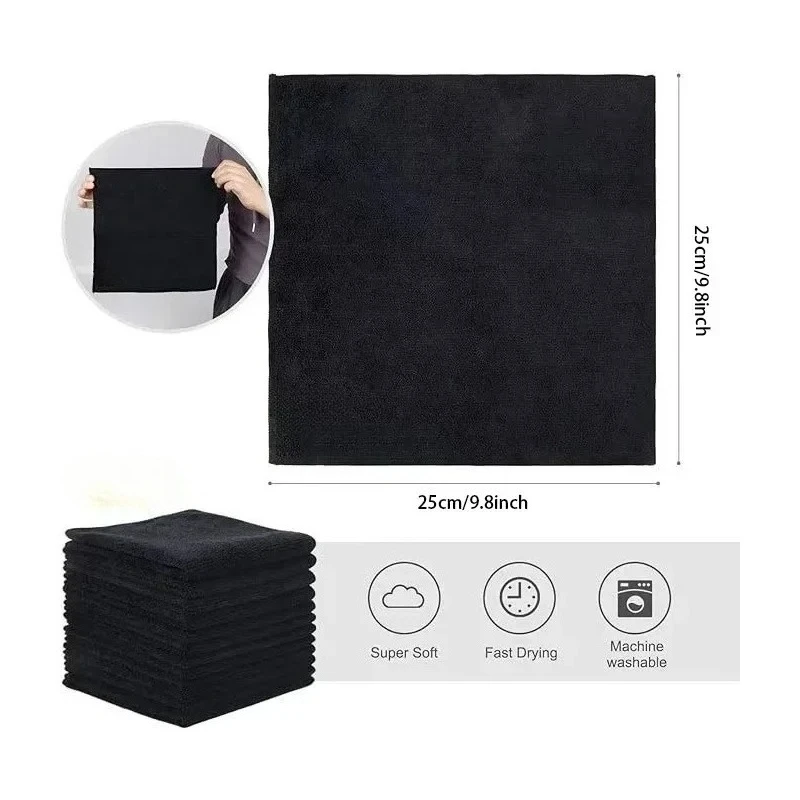 5/12/20PCS Black Ultra-fine Fiber Dishwashing Cloth, Multifunctional Car Cleaning Cloth,Kichen Accessories  Kitchen Towels