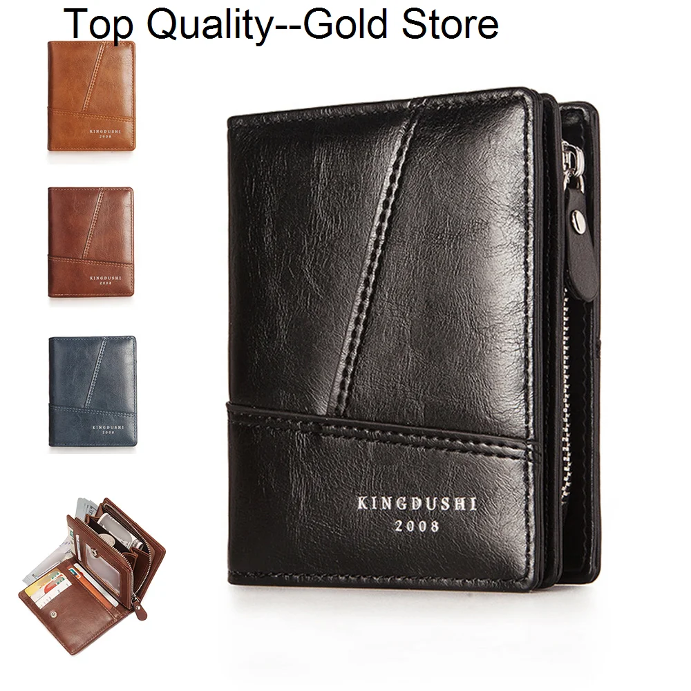 

Men Short Wallet Purses Bifold Pocket ID/Credit Vintage Designer Simple PU Leather Male Card Holder Zipper Mini Purse Money Bag