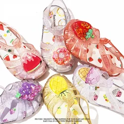 Sandales d'été pour filles, mignonnes chaussures princesse en MSI de fruits, ajourées, respirantes, de plage, imperméables, coordonnantes, pour enfants