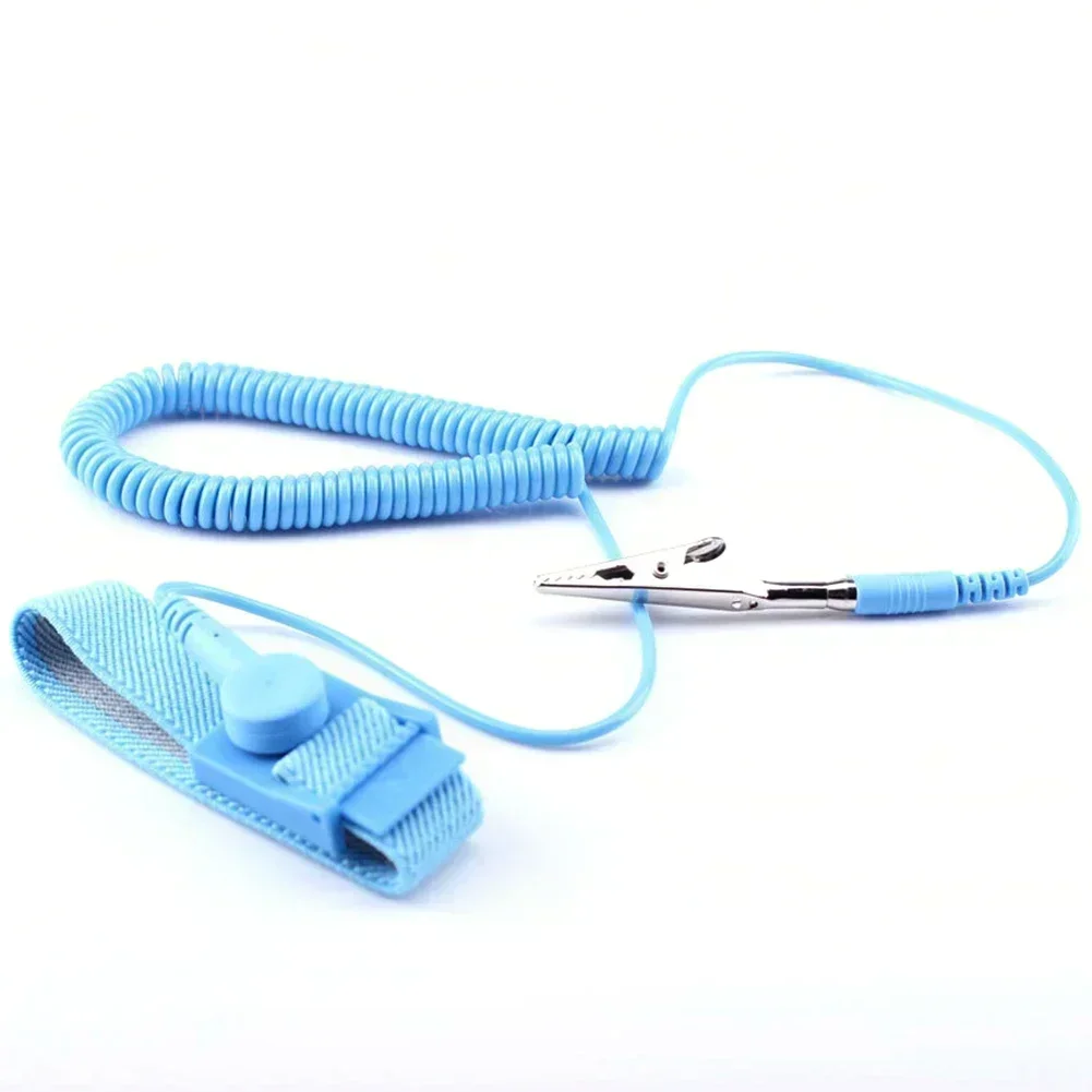 Belt Anti Static Wrist Strap Adjustable Blue Corded Grounding Bracelet Prevents Static Build Up Soft Elastic Band