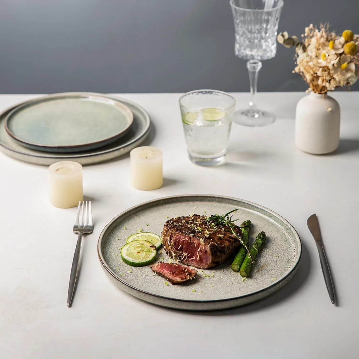 طقم أدوات مائدة سيراميك طقم أواني طعام سيراميك يتسع لـ 4 أشخاص مع أطباق وأوعية مستديرة من الصقيل التفاعلي #5