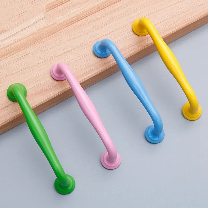 Modern Simple Aluminum Colorful Furniture Handles Children's Room Cabinet Door Pulls Drawers Wardrobe Knobs Home Decoration