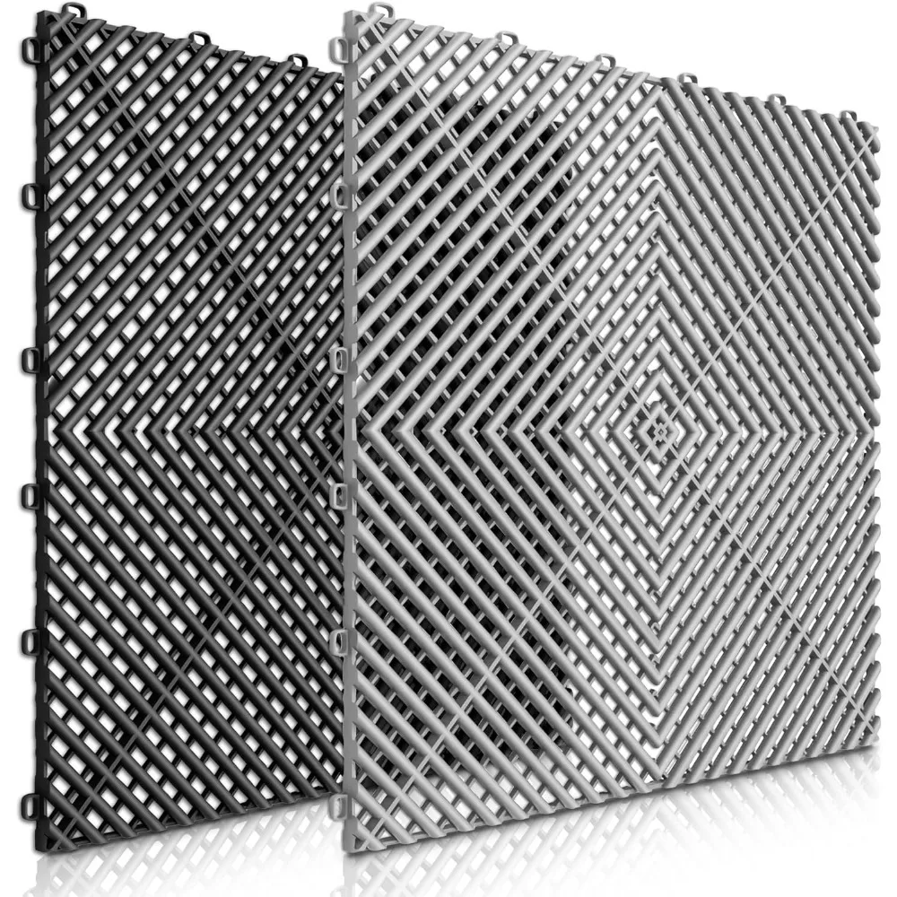 Rutschfeste, ineinandergreifende Kunststofffliesen für Garagenböden, 50 Stück, 15,7 x 15,7 Zoll, ideal für die Garagenorganisation und die Aufbewahrung