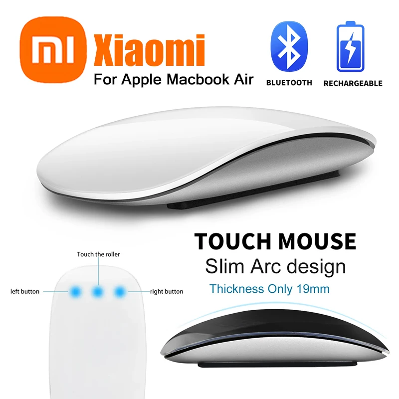 

Беспроводная мышь Xiaomi Magic Touch, Bluetooth, двухрежимная, бесшумная, перезаряжаемая, тонкая, эргономичная компьютерная мышь для Apple Macbook Air