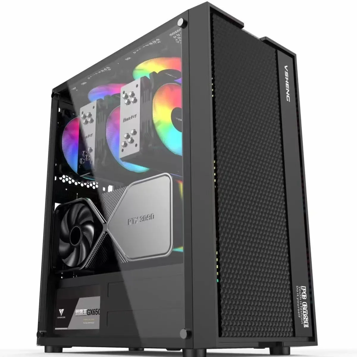 

Computer case Desktop dual channel chassis glass side panel case supports dual X79 X99 CPU motherboards, E-ATX black