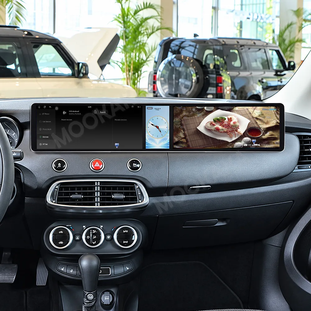 Dual 12.3 Inch Triple Screen For Fiat 500X 2014-2019 Car Stereo Radio Auto Multimedia Player GPS Navigation Wireless CarPlay DSP
