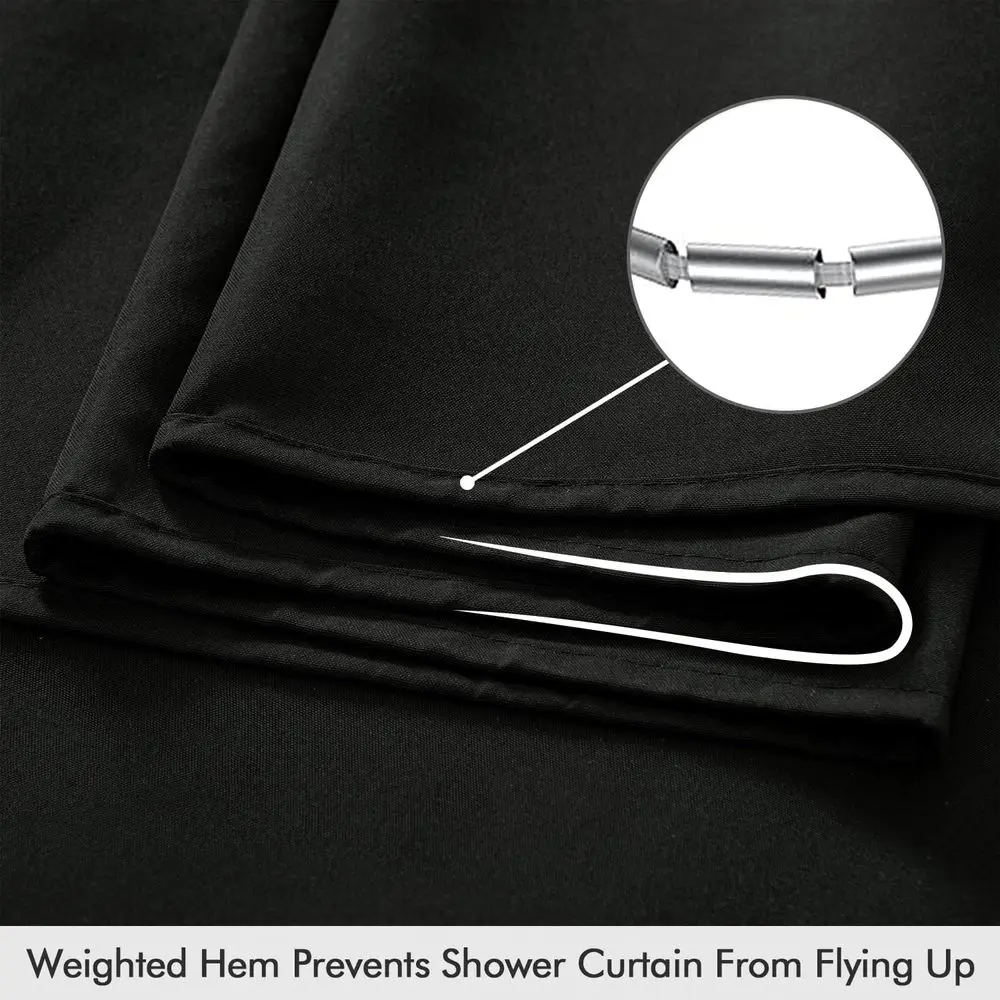 エクストラロングリネンシャワーカーテン、72x108、頑丈な12個のフック付き、防水性と洗濯機で洗える、バスルームやホテルでの使用に最適