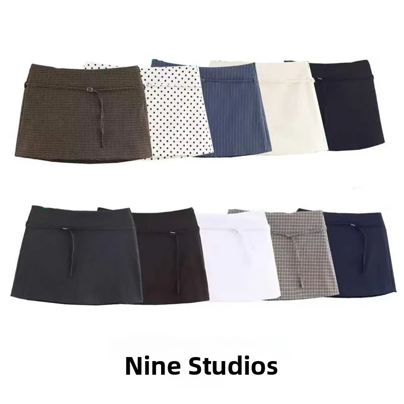 High Waist  Skirt Pants with Belt Multi Color Casual Women's Fashion Short Skirt A-Line Silhouette Other Material