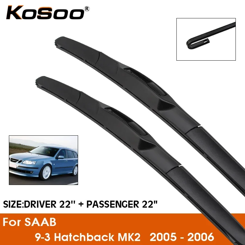 Car Wiper Blade For SAAB 9-3 Hatchback MK2 2005-2006 Windshield Rubber Refill Front Window Wiper 22