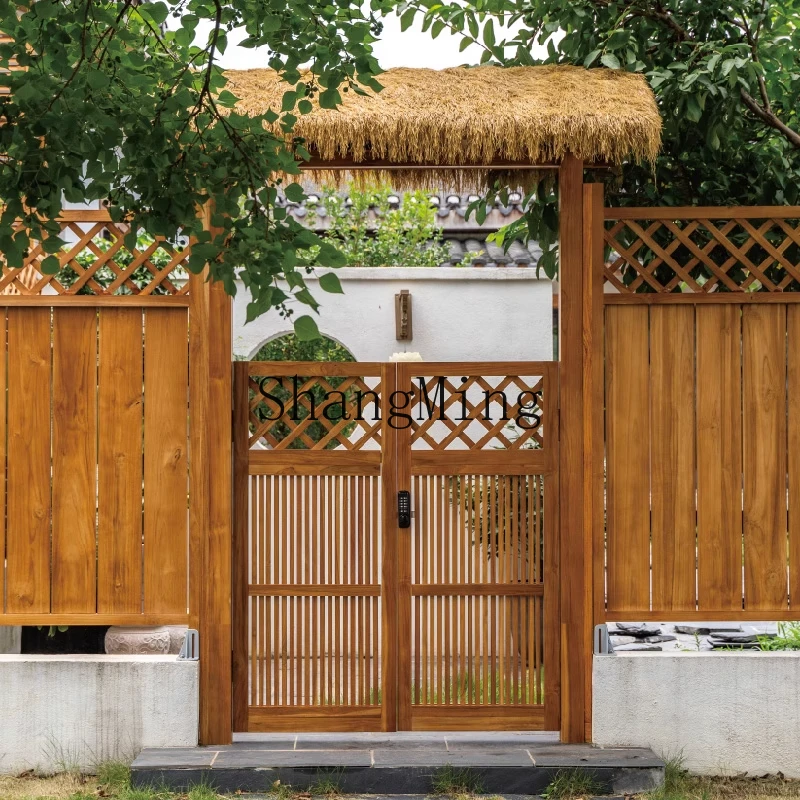 

FG Chinese antique teak courtyard door roof simulation thatch outdoor garden small pavilion villa landscaping door