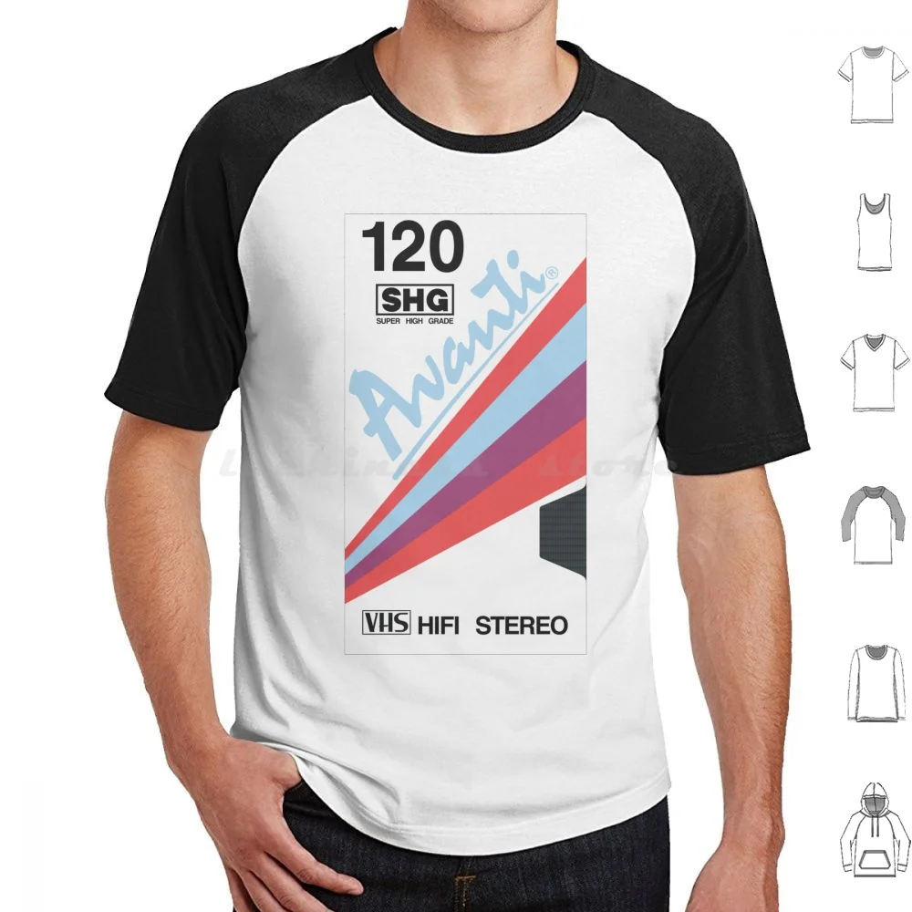 Vhs Avanti T-120 camiseta de súper alto grado talla grande 100% algodón Vhs Avanti T 120 vídeo Retro Vaporwave Synthwave 80s Vintage