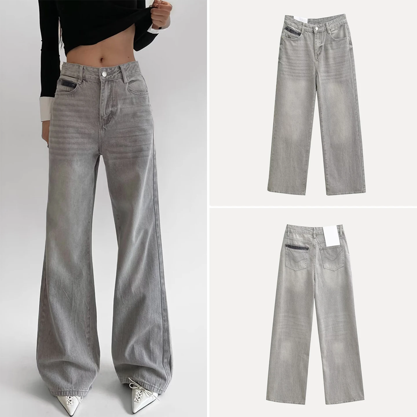 

Faionable High Waist Wide Leg Denim Jeans Women's Spring 2026 New Sle Retro Distred Individual Personali Z Brand