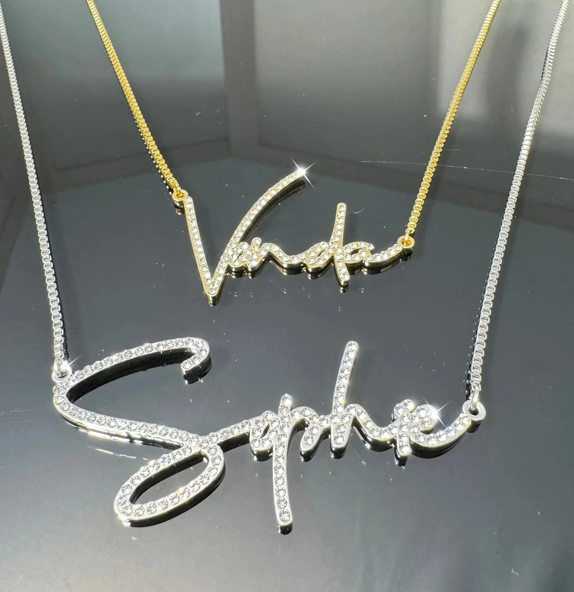 Collier personnalisé avec nom en Zircon scintillant pour femmes, en acier inoxydable, pierre brillante personnalisée, pendentif en forme de cœur, bijoux cadeau de noël