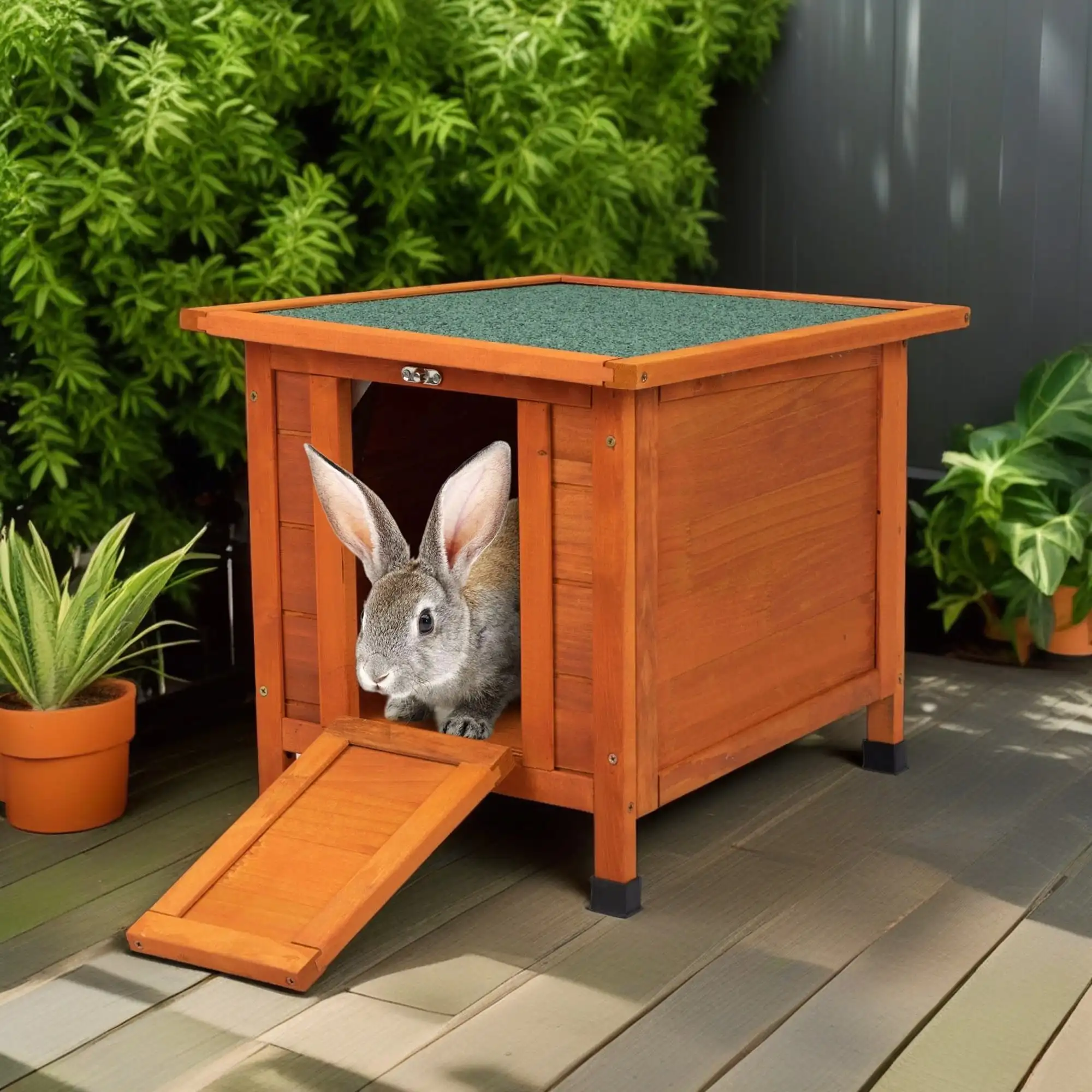 

20" Weatherproof Wood Dog Houses for Dogs, Small Animal Rabbit Hutch Bunny House for Inside, Outdoor Pet Shelter Feral