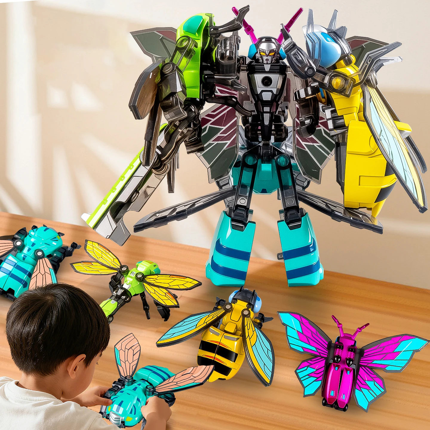 Alloy Transformer Insect Collection Simulation Dragonfly/Butterfly Alloy Insect Mecha Deformation Assembly Robot Action Figure