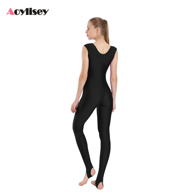Aoylise ชุดจั๊มสูทสำหรับเล่นยิมนาสติกของผู้หญิง, ชุดหมีแขนกุดสำหรับใส่เต้นบัลเล่ต์ชุดเล่นโยคะสำหรับผู้ใหญ่