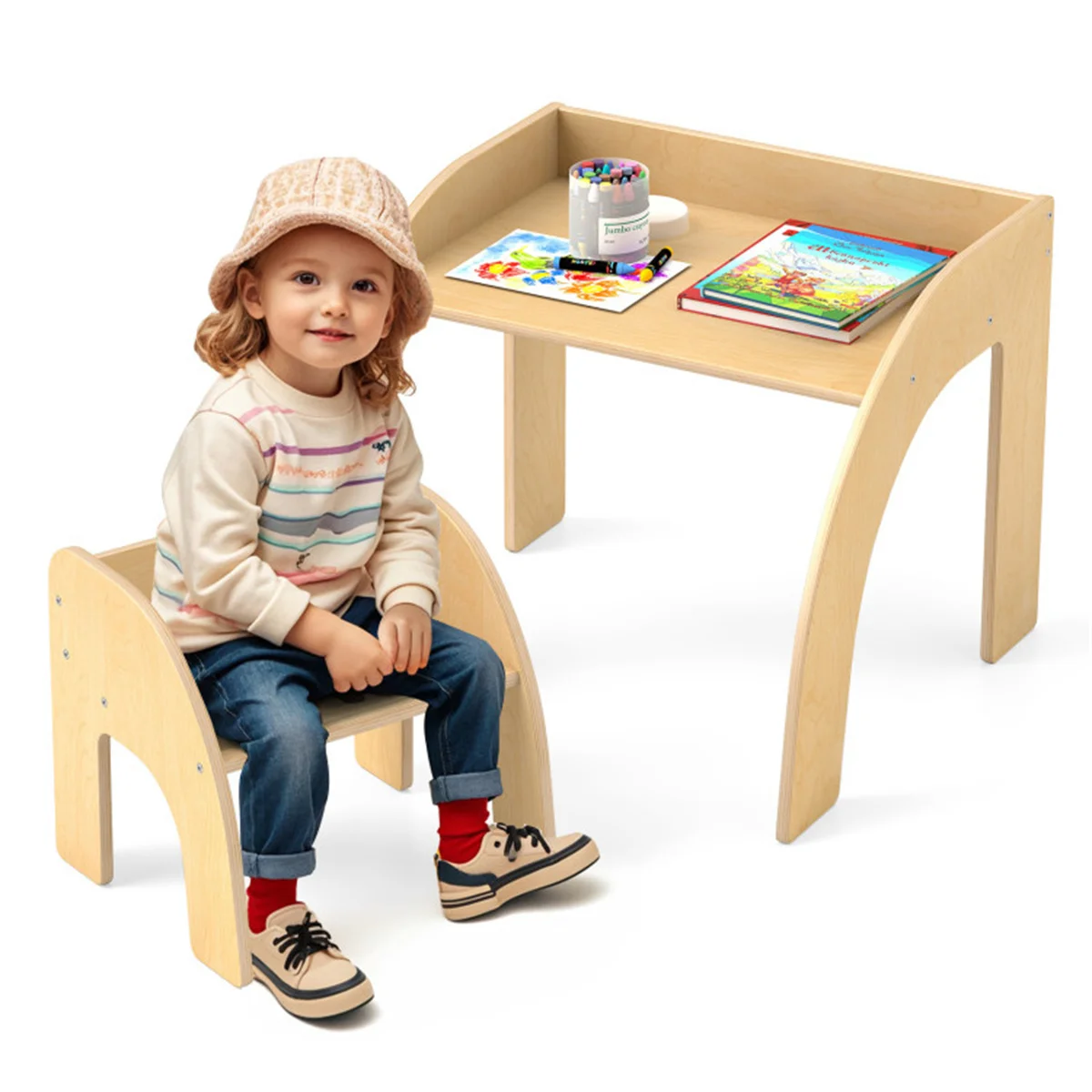 Set di mobili per bambini con 1 tavolo per bambini e 1 sedia