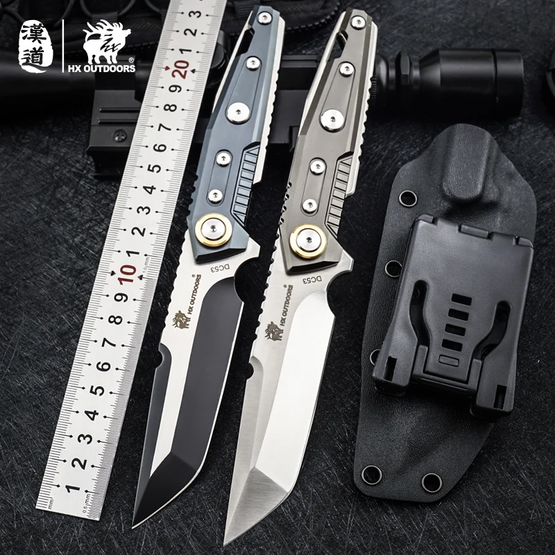 HX OUTDOORS Heavy Armor DC53 Full Tang Camping Hunting Army Survival Tourist Knife Hiking Outdoor Tools 59HRC Tactical Knives