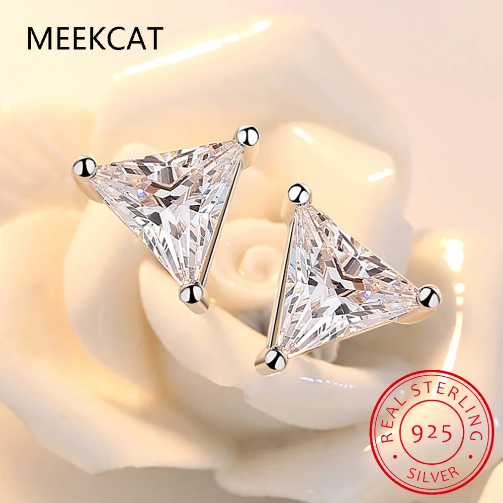 100% 925 Sterling Silver Triangle Cut Created Moissanite Gemstone Wedding Engagement Ear Stud Earrings Fine Jewelry Wholesale